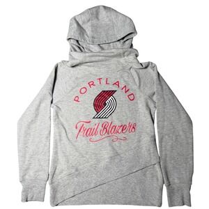 NBA Girls Portland Trail Blazers Heather Grey Crossover Hem Hoodie Small S 7/8